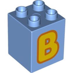 Duplo Brick 2 x 2 x 2 with Yellow 'B' Yellow Print