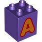 Duplo Brick 2 x 2 x 2 with Orange 'A' Print