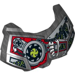 Large Figure Chest Cover, Armour Small with Bones on Chain, Lime Circle, Red Panel with Rivets, Gears Print
