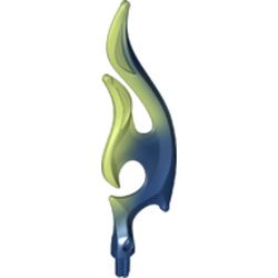 Wave / Flame Rounded Double with Axle with Marbled Yellowish Green Pattern