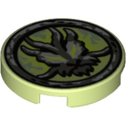 Tile Round 2 x 2 with Bottom Stud Holder with Airjitzu Ghost Print