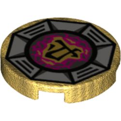 Tile Round 2 x 2 with Bottom Stud Holder with Airjitzu Earth Symbol Print