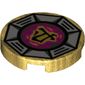 Tile Round 2 x 2 with Bottom Stud Holder with Airjitzu Earth Symbol Print