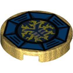 Tile Round 2 x 2 with Bottom Stud Holder with Airjitzu Lightning Symbol Print