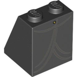 Slope 65° 2 x 2 x 2 with Bottom Tube, Skirt with Gold Button and Dark Bluish Gray Trim Print