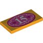 Tile 2 x 4 with '15' and Dark Pink Hearts in Oval Print