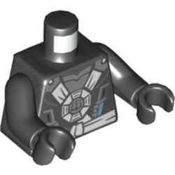Torso Robes with White Harness, Dark Bluish Gray Undershirt, Two Azure Knives in Belt Print, Black Arms and Hands