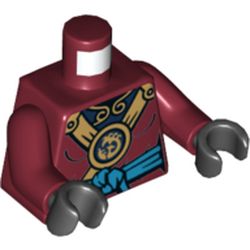 Torso Robe with Gold Emblem, Dark Azure Sash Belt Print, Dark Red Arms, Black Hands