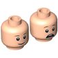 Minifig Head Gray, Brown Eyebrows, Pupils, Smile / Scared Print