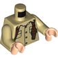 Torso Shirt with Pockets, Buttons, and Reddish Brown Gun Holster Shoulder Harness Print, Tan Arms, Light Nougat Hands