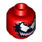 Minifig Head Carnage, Black Jagged Eyes, Wide Bright Pink Mouth Print [Hollow Stud]