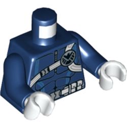Torso Jumpsuit with Muscles, Utility Belt, White Straps, and SHIELD Logo Print, Dark Blue Arms, White Hands