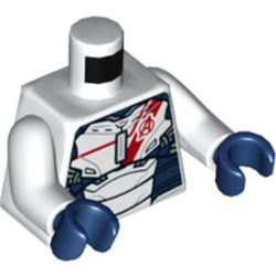 Torso Armor, Dark Blue Panels with Red Avengers Logo Print (Iron Legion), White Arms, Dark Blue Hands
