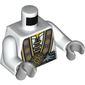 Torso Robe with Gray and Gold Trim, Silver Dragons and Gold Flower Symbols Print, White Arms, Light Bluish Gray Hands