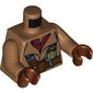 Torso Jacket with Reddish Brown Straps and Belt, and Dark Red Undershirt Print, Medium Nougat Hands, Reddish Brown Hands