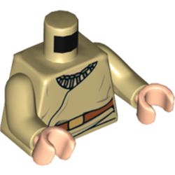 Torso Robe with Necklace and Belt with Gold Buckle Print, Tan Arms, Light Nougat Hands