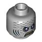 Minifig Head Sharx, Purple Eyes, Yellow Teeth, Scales and Gills Print [Hollow Stud]