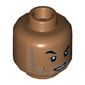Minifig Head Simon Masrani, Eyebrows, Stubble Beard, Scared / Crooked Grin, Eyebrow Raised Print