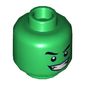 Minifig Head Beast Boy, Dual Sided, Eyebrows, White Pupils, Wide Smile / Nervous with Tooth Print [Hollow Stud]