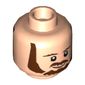 Minifig Head Qui-Gon Jinn, Dual Sided, Beard, Brown Eyebrows, Moustache, White Pupils, Smile / Frown Print [Hollow Stud]