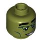 Minifig Head Monster Rocker, Eyebrows, Dark Green Eyes, Smile with Teeth