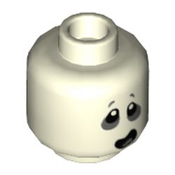Minifig Head Specter, Dark Bluish Gray around Eyes and Open Mouth Lopsided Print [Hollow Stud]