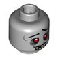 Minifig Head Zombie Cheerleader, Red Eyes, Open Mouth, 1 Tooth Missing