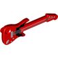 Musical Instrument Guitar Electric with Silver Strings and Black Bat Print