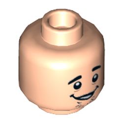 Minifig Head Shaggy, Dual Sided, Eyebrows, Chin Stubble, Open Mouth Grin / Sad Face Print [Hollow Stud]