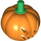 Costume / Mask, Pumpkin with Jack O' Lantern Face and Green Stem Print