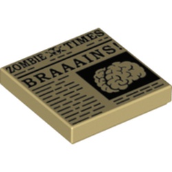 Tile 2 x 2 with Newspaper 'ZOMBIE TIMES' and 'BRAAAINS! print
