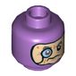 Minifig Head Swamp Monster (Mr Brown), Bright Pink Eyes, Open Mouth with Pointed Teeth / Balaclava, Light Nougat Face with Monocle Print [Hollow Stud]