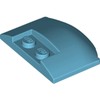 Medium Azure Slope Curved 3 x 4 x 2/3 Triple Curved with 2 Sunk Studs