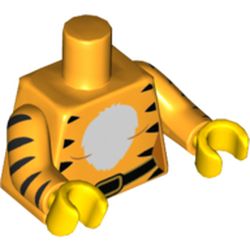 Torso Tiger Stripes, White Chest, Belt Print, Bright Light Orange Arms, Yellow Hands