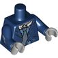 Torso Suit Coat Tattered, Muddy, White Collar, Gray Tie, Blue Shirt Print, Dark Blue Arms with Torn Sleeve Print, Light Bluish Gray Hands
