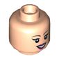 Minifig Head Daphne, Dual Sided, Female, Eyelashes, Dark Pink Lips, Smile with Teeth / Open Mouth Scared Print [Hollow Stud]
