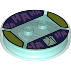 Function Brick Round 4 x 4 x 2/3 with 2 Studs and Playing Cards and Medium Lavender 'HA HA' print