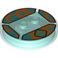 Function Brick Round 4 x 4 x 2/3 with 2 Studs and Blue and Orange 'SD' Print