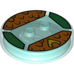 Function Brick Round 4 x 4 x 2/3 with 2 Studs and Aquaman Logo with Orange Scales print
