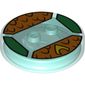 Function Brick Round 4 x 4 x 2/3 with 2 Studs and Aquaman Logo with Orange Scales print