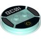 Function Brick Round 4 x 4 x 2/3 with 2 Studs and Bad Cop Symbol and White 'BC01' Print