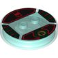 Function Brick Round 4 x 4 x 2/3 with 2 Studs and Gold Nya Symbol and Red Ninja Symbol Print