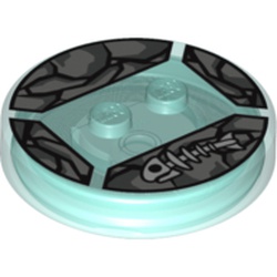 Function Brick Round 4 x 4 x 2/3 with 2 Studs and White Fish Skeleton and Gray Stones Print