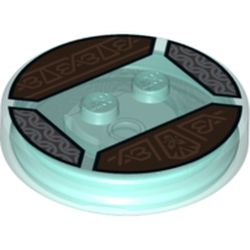 Function Brick Round 4 x 4 x 2/3 with 2 Studs and Copper Borders and Symbols Print