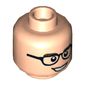 Minifig Head Leonard Hofstadter, Dual Sided, Glasses, Brown Eyebrows, Open Mouth / Confused [Hollow Stud]