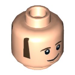 Minifig Head Howard Wolowitz, Brown Sideburns, Lopsided Smile, Open Smile Print