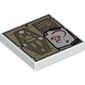 Tile 2 x 2 with Tan Parchment with Sarcophagus and Eye of Horus and White Paper with Red Gem and Question Mark Pattern