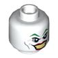 Minifig Head Joker, Green Eyebrows, Red Lips, Wide Smile Print [Hollow Stud]