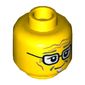 Minifig Head Postman, Goatee, Dark Bluish Gray Eyebrows, Glasses, Crooked Smile, Cheek Lines, Wrinkles Print