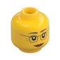 Minifig Head Misako / Grandmother, Dark Tan Glasses, Dark Orange Lips, Neutral / Raised Eyebrows Amused Print